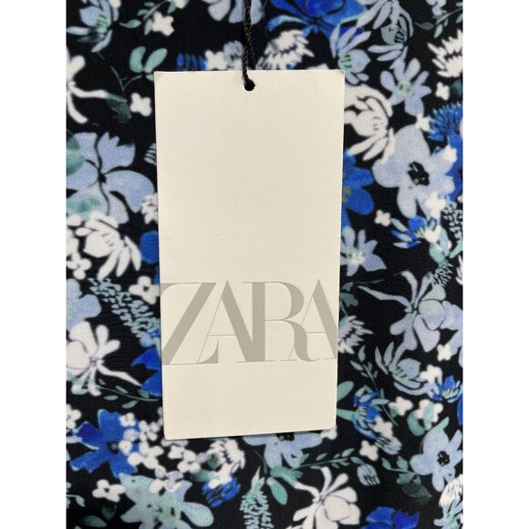 Zara Romper Size Small Floral Sleeveless Blue Black Bohemian Summer Resort NEW - Picture 5 of 13